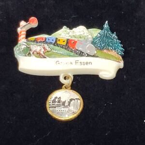 Vintage Original Gruga Essen Celluloid Novelty Brooch Pin 1930s